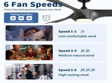 56" Modern Farmhouse Reversible Quiet Motor Ceiling Fan Light with Dark Gray ABS Blades W1367P418170