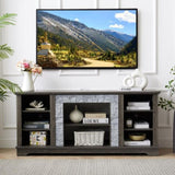 Mantel Stone TV Media Stand with with Faux Stacked Stone Surround, Modern Entertainment Console with W1758P187683