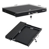 ZNTS 19" 1U Steel Plate DJ Drawer Equipment Cabinet with Keys Black 49699563