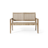 Outdoor Wicker and Acacia Wood Loveseat, Light Multibrown and Light Brown, 34'' H X 46.5'' W X 74229.00MLBRN