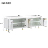 Contemporary TV Stand with Adjustable Shelves for TVs Up to 78'', Stylish Media Console with Gold 42216747