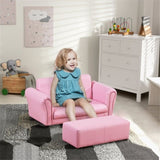 Kids Sofa Set with Footstool-Pink 93471348