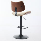 Walnut Bentwood Bar Stools Mid Century Modern Adjustable Counter Height Black Leather Upholstered W1143P173515