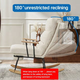 ZNTS Modern Teddy Gliding Rocking Chair with High Back, Retractable Footrest, and Adjustable Back Angle W2012137612