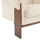 34" Mid-Century Modern Accent Chair with White Fabric, Deep Cushions, and Wide Armrests Ideal for N767P210787E