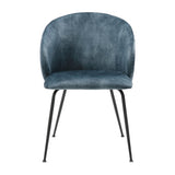 Teal Velvet Fabric Upholstery Side Chairs 2pc Set Black Metal Legs Modern Home Furniture B011P243658