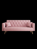 71 inch convertible love seat sofa, American retro pink velvet, suitable for small living room, W165880948