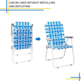 ZNTS 2pcs Steel Tube PP Webbing Bearing 120kg Folding Beach Chair Blue& White Strip 18794766