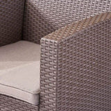 ZNTS Outdoor Brown Faux Wicker Club Chairs with Mixed Beige Water Resistant Cushions 61315.00BRN