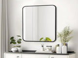 Bathroom Mirror 20x28 Rounded Rectangle Wall Mirror, Matte Metal Framed Vanity Rectangular 83402170