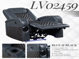 Blue and Black Power Recliner with Bluetooth B062P215428