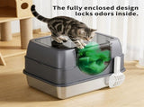 Galaxy stainless steel gray cat litter box, sturdy and durable, easy clean, odorless, non stick 61124127