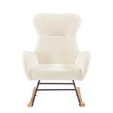 off white teddy fabric rocking chair W58872236