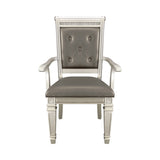 Modern Glam Silver Finish Furniture Set of 2 Armchairs Gray Faux Leather Upholstered Wooden B011125862