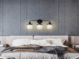 3-Light with Clear Glass Shade, Modern Sconce, Industrial Indoor Light Fixture for Bathroom Living T3177P283991