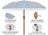9Ft Garden Patio Umbrella with Crank Operating Mechanism, Blue/White 81697447