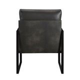 Modern Accent Chair Cushioned Seat Dark Gray Faux Leather Upholstery Black Metal Frame 1pc Style B011P255744