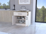 FM FURNITURE Cope kitchen Pantry in melamine with 2 doors and 1 drawer, ivory/ natural Oak B128P217895