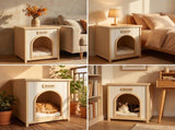 Modern Indoor Wooden Dog House with Removable Cushion Solid Cedar Pet House for Small Dogs & Cats, W3799P382209
