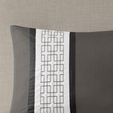 8 Piece Embroidered Comforter Set Dark Grey Queen B035P266658