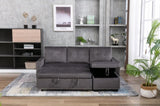 77 Inch Reversible Sectional Storage Sleeper Sofa Bed L-Shape 2 Seat Sectional Chaise With Storage W120343143