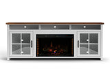 74 inch Fireplace TV Stand Console for TVs up to 85 inches, Minimal Assembly, Jasmine Whitewash and B108P160229