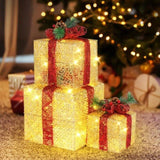 3pcs 10 inch-8 inch-6 inch Golden Gift Box Garden Gift Box Decoration 5M Long Power Cord US Plug 90352277
