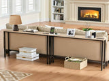 2 Pack 39.4" Narrow Console Sofa Table with Power Outlets and USB Ports, Long Couch Table with Metal 32435224