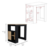 Stirling Kitchen Island with 1-Door Cabinet Push to open System and Side Shelves Black - Natural Oak B070P242483