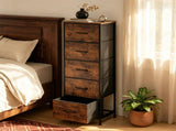 Vertical Fabric Storage Dresser, Tall Narrow Storage Tower with Large Capacity Drawers, Sturdy Metal 02753174