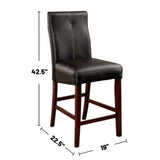 ZNTS Set of 2 Padded Leatherette Counter Height Chairs in Brown Cherry and Black B016P156818