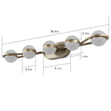 Modern Minimalist Bathroom Vanity Light, LED 5 Bulb Frosted Glass Shades, Wall Mounted Decorative W1340P143675