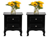 2pcs Country Style Two-Tier Night Tables Large Size Black 71235334