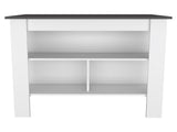 Rockaway 3-Shelf Kitchen Island White and Onix B06280050