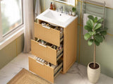 24 inch Modern Luxury Bathroom Vanity with Ceramic Sink, Bathroom Cabinet with Open Shelf and Closed N710P411251P
