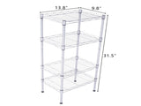 4 Shelf Storage Rack Rectangle Carbon Steel Metal Assembly, Silver Gray 36619690
