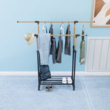 ZNTS 1pc, with wheels independent clothes rack , laundry drying rack, foldable and adjustable length, 61316635