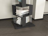 360&deg Rotating 6-Tier Black Bookshelf with Stable Anti-Tip Base, Tall Floor Standing Bookcase & W409P167479