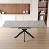 62.4" Extendable 78.15"Very large Grey Dining Table Modern Mid-Century Kitchen Table Set for Dining 25524818