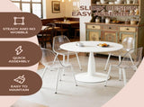 Round Tulip Dining Table for 2-4 Persons, 42. Inch Kitchen Table with Sturdy Golden Metal Pedestal W3766P456439