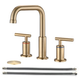 8 in. Widespread Double Handle Bathroom Faucet with Pop Up Drain in Brushed Gold W122459286