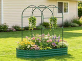 Green Galvanised Metal Raised Garden Bed 5 x 3 x 6ft Outdoor Planter Box, Arched Trellis, Open 76510515