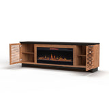 86 inch Fireplace TV Stand Console for TVs up to 100 inches, Minimal Assembly, Black with Bourbon B108P160228