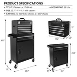 ZNTS Rolling Garage Workshop Organizer 5 Drawer Tool Chest with Large Storage Cabinet, W1239P176618