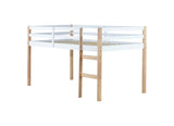 Solid Wooden, Rubber Wooden Twin Loft Bed with Ladder, Bed Platform of Strengthened W504P233031