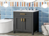 24"Bathroom Vanity Combo with Ceramic sink, Luxurious Space-Saving Vanity - W24"*D18"*H34"inch, 2 N729P183716B