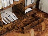 Bookshelf with 2 Drawers, Industrial Freestanding Open Display Shelving, Vintage Open Bookcase, 12 W578P207921