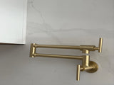 Gold Pot Filler Faucet Wall Mount Kitchen Folding Faucet with Double Joint Swing Arms, Two Handle 25957529