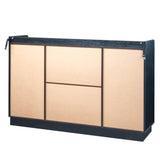 Double Glass Door with Single Drawer and 12-Bottle Wine Rack Sideboard in Black Frame Gray-Brown 56154679