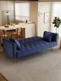 71-inch convertible love seat sofa, American retro blue velvet material, suitable for small living W165880950